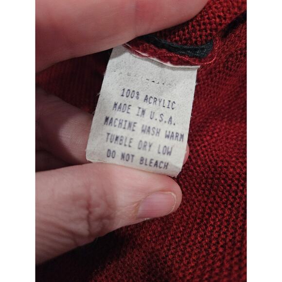 Vintage Milford Sportswear Red Maroon Cardigan Sweater Men's Size XL Made in USA - Picture 3 of 10